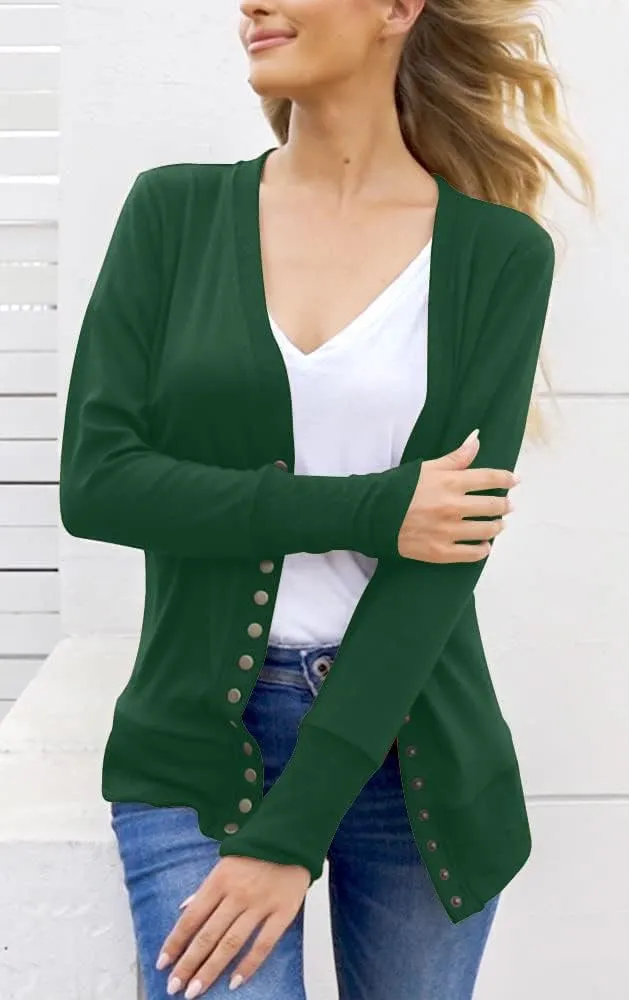 NENONA Women's Long Sleeve Lightweight Cardigans Open Front Button Down Basic Soft Outwear