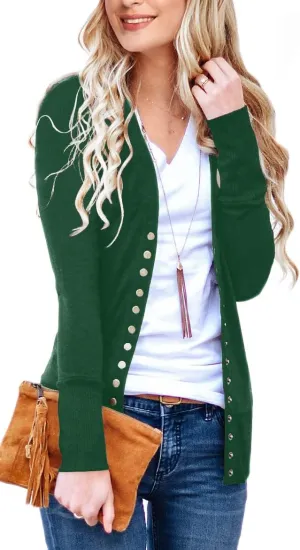 NENONA Women's Long Sleeve Lightweight Cardigans Open Front Button Down Basic Soft Outwear