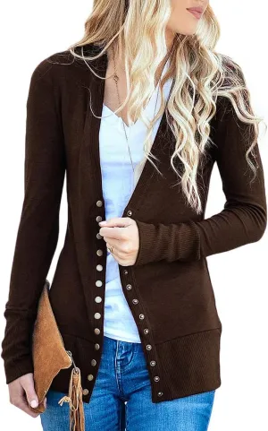 NENONA Women's Long Sleeve Lightweight Summer Cardigans Open Front Button Down Basic Soft Fall Fashion Outwear