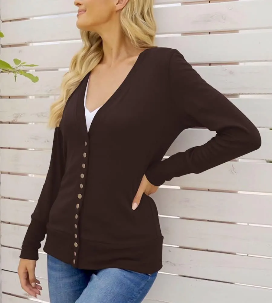 NENONA Women's Long Sleeve Lightweight Summer Cardigans Open Front Button Down Basic Soft Fall Fashion Outwear