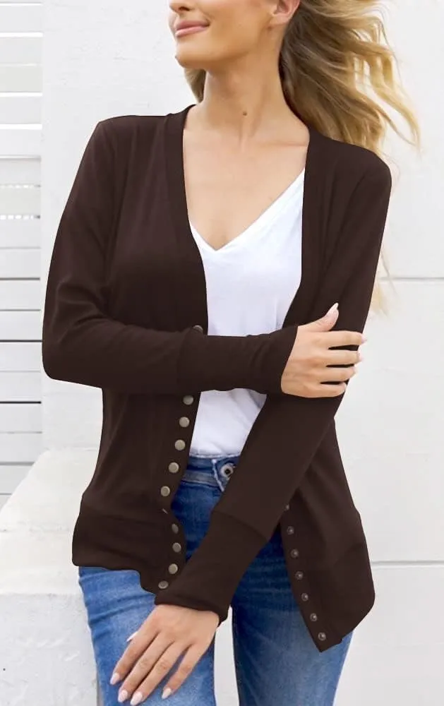NENONA Women's Long Sleeve Lightweight Summer Cardigans Open Front Button Down Basic Soft Fall Fashion Outwear