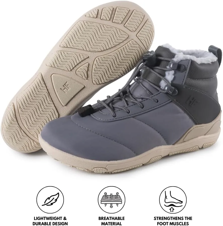 New HF Azura - Ergonomic Supportive Winter Barefoot Boots,Wide Toe Box, Minimalist Zero Drop Sole, Splash Proof and Breathable Upper Material Unisex