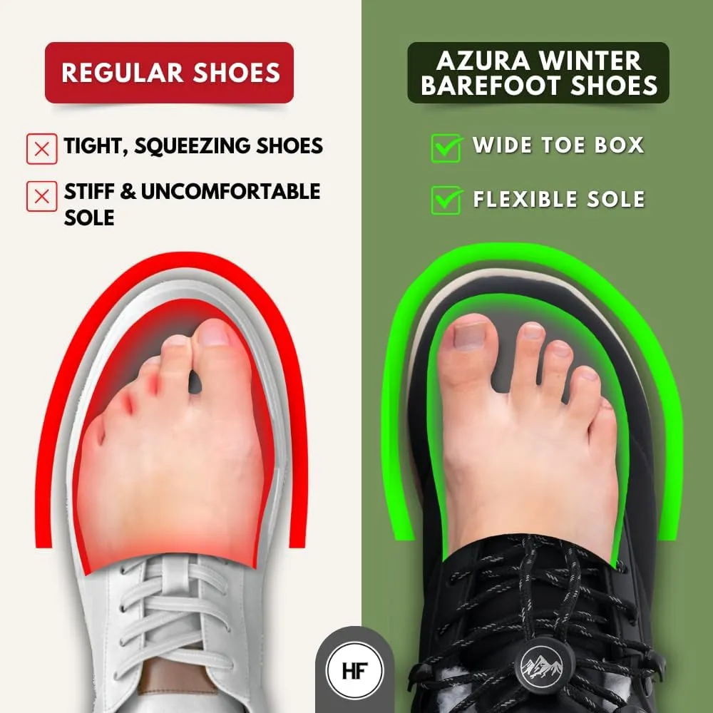 New HF Azura - Ergonomic Supportive Winter Barefoot Boots,Wide Toe Box, Minimalist Zero Drop Sole, Splash Proof and Breathable Upper Material Unisex
