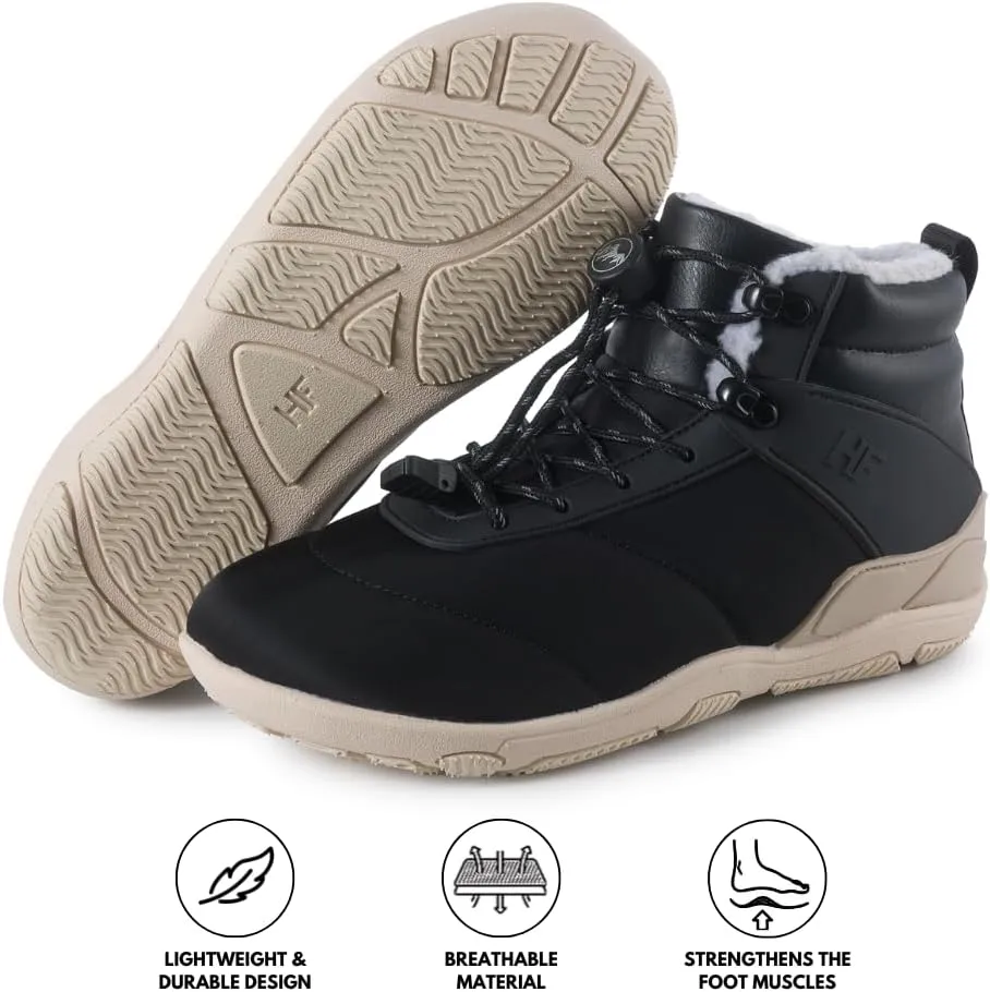 New HF Azura - Ergonomic Supportive Winter Barefoot Boots,Wide Toe Box, Minimalist Zero Drop Sole, Splash Proof and Breathable Upper Material Unisex