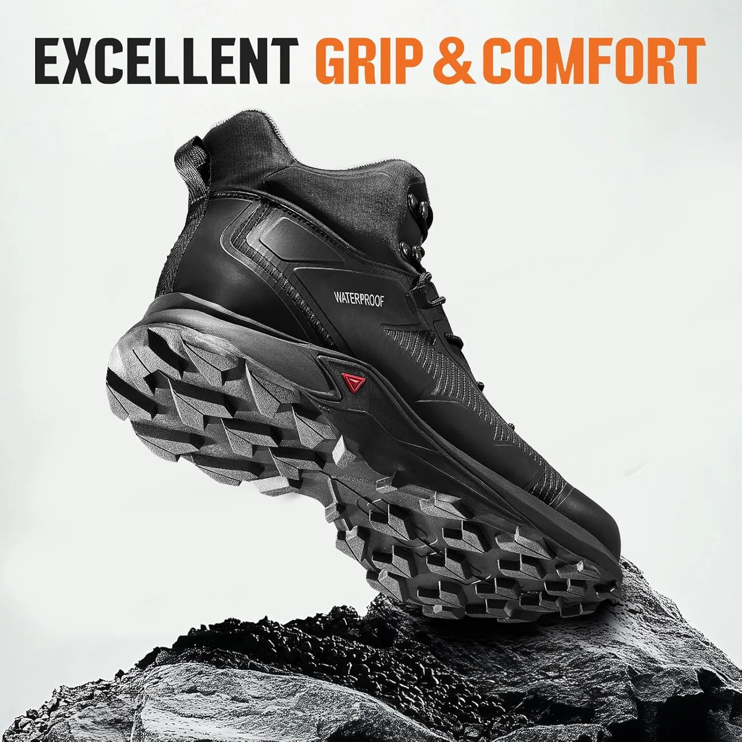 NINGO Men's Hiking Boots Waterproof Hiking Shoes Trail Shoes Lightweight Trekking Boots Comfortable Breathable Outdoor Boot Mid Ankle Boot for Camping, Backpacking, Mountain Trails