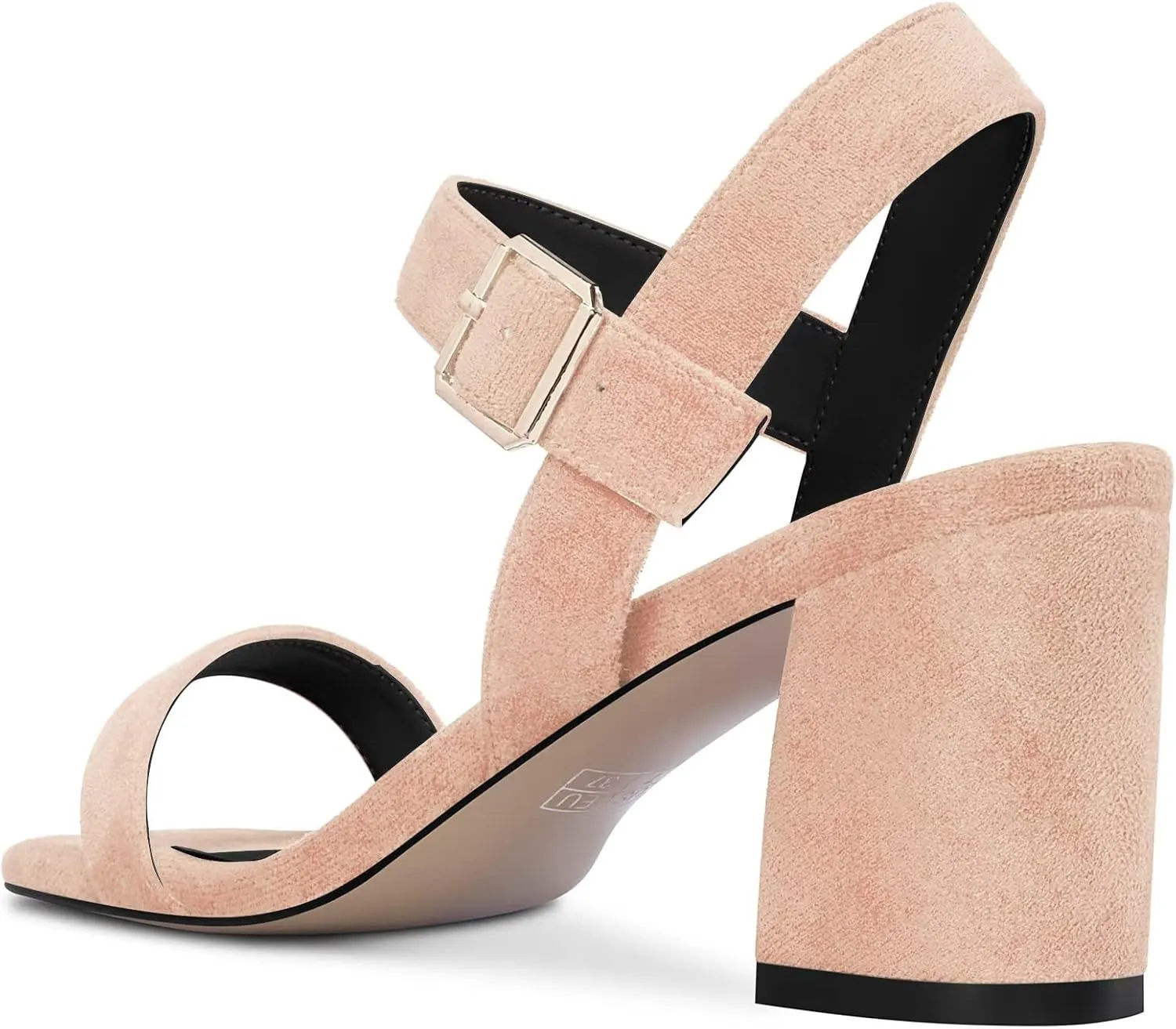 NobleOnly Women Mid Chunky Block Heel Ankle Strap Buckle Sandals Office Casual Clear Basic Classic Shoes 2.6 Inches Heels