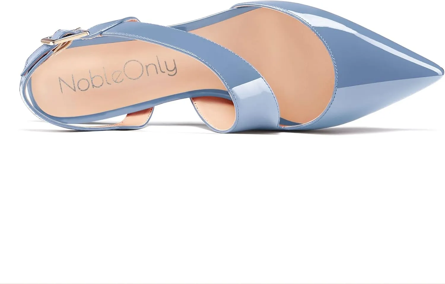NobleOnly Women Pointed Toe Mid Heel Sandals Ankle Strap Buckle Prom Casual Dress Basic Classic Shoes 2.6 Inches Heels