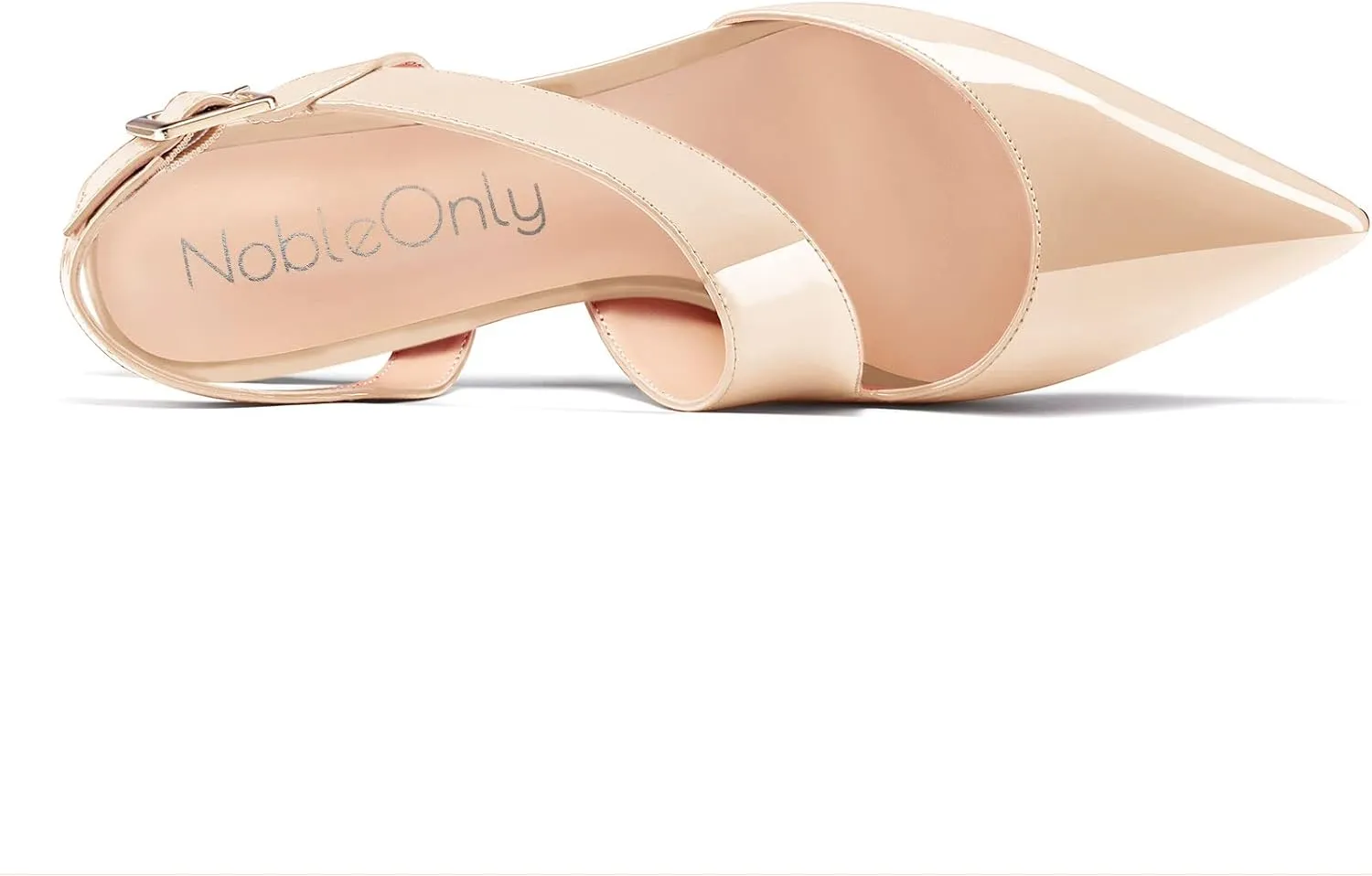 NobleOnly Women Pointed Toe Mid Heel Sandals Ankle Strap Buckle Prom Casual Dress Basic Classic Shoes 2.6 Inches Heels