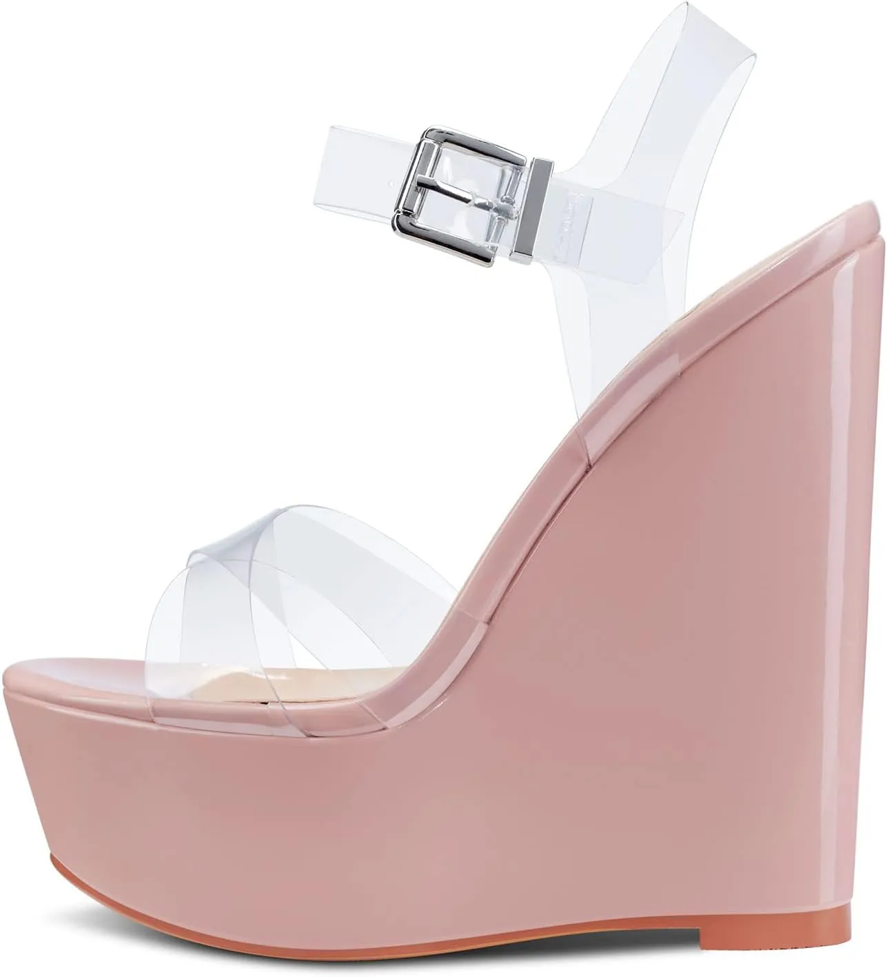 NobleOnly Women's Wedge High Heels Platform Ankle Strap Sandals Open Toe Slingback Basic Office Sandal 6" Heel Shoes