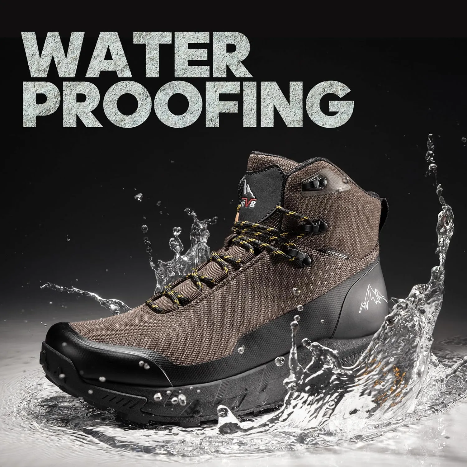 NORTIV 8 Men's Mid Waterproof Hiking Boots Outdoor Lightweight Breathable Trekking Camping Mountaineering Shoes HydroTrek