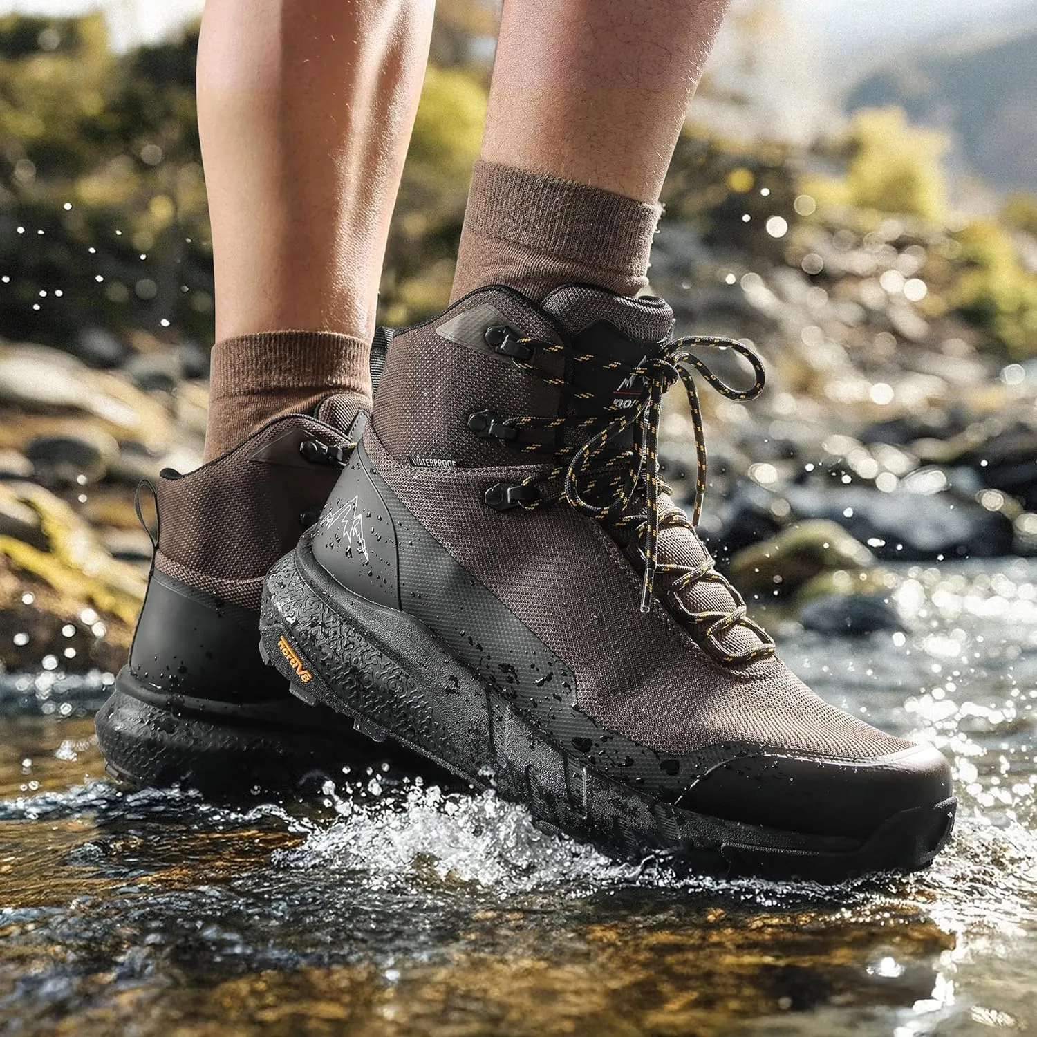 NORTIV 8 Men's Mid Waterproof Hiking Boots Outdoor Lightweight Breathable Trekking Camping Mountaineering Shoes HydroTrek