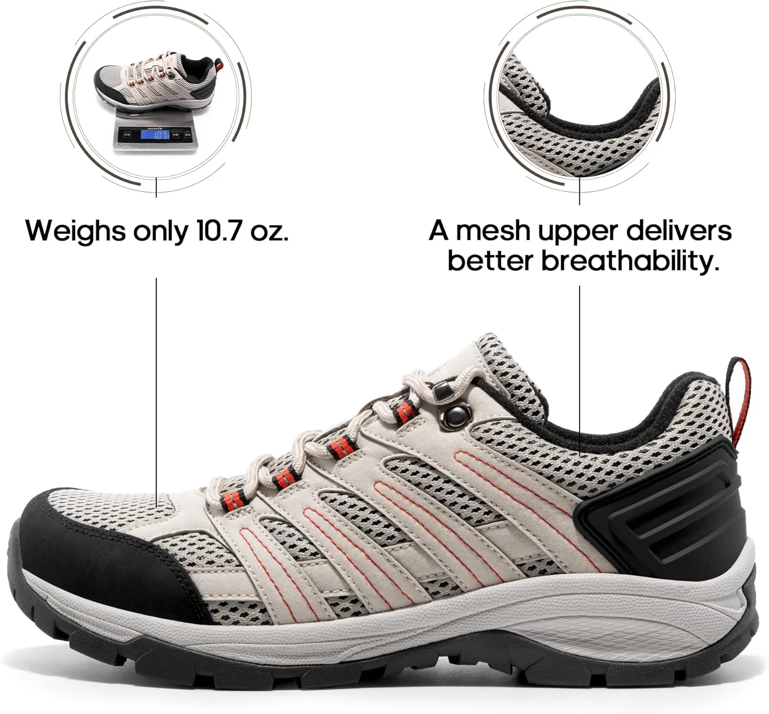 NORTIV 8 Women's Hiking Shoes Lightweight Breathable Mesh Walking Sneakers Outdoor Work Shoes