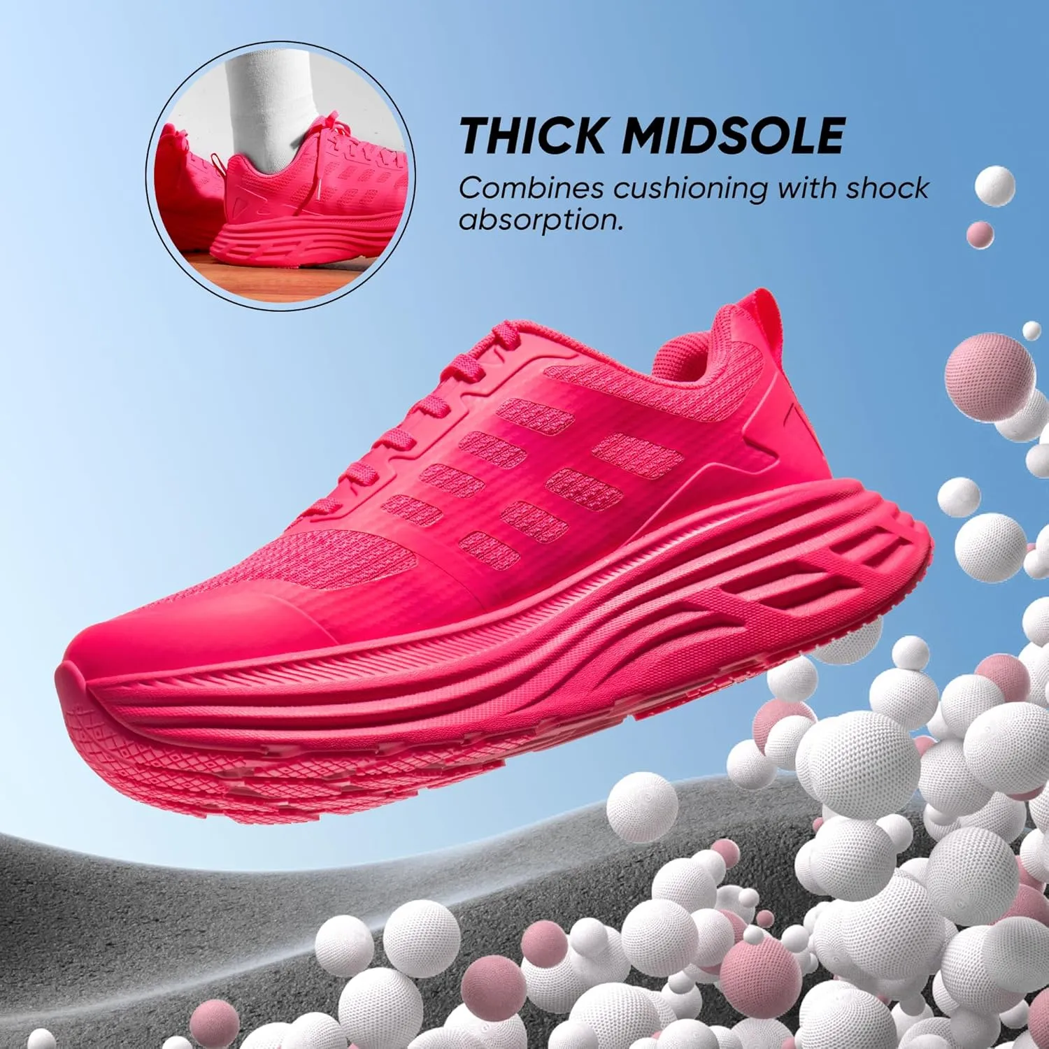 NORTIV 8 Women's Walking Shoes Cushion Running Tennis Shoes ActiveFloat Non-Slip Comfortable Breathable Workout Gym Sports Athletic Fashion Sneakers