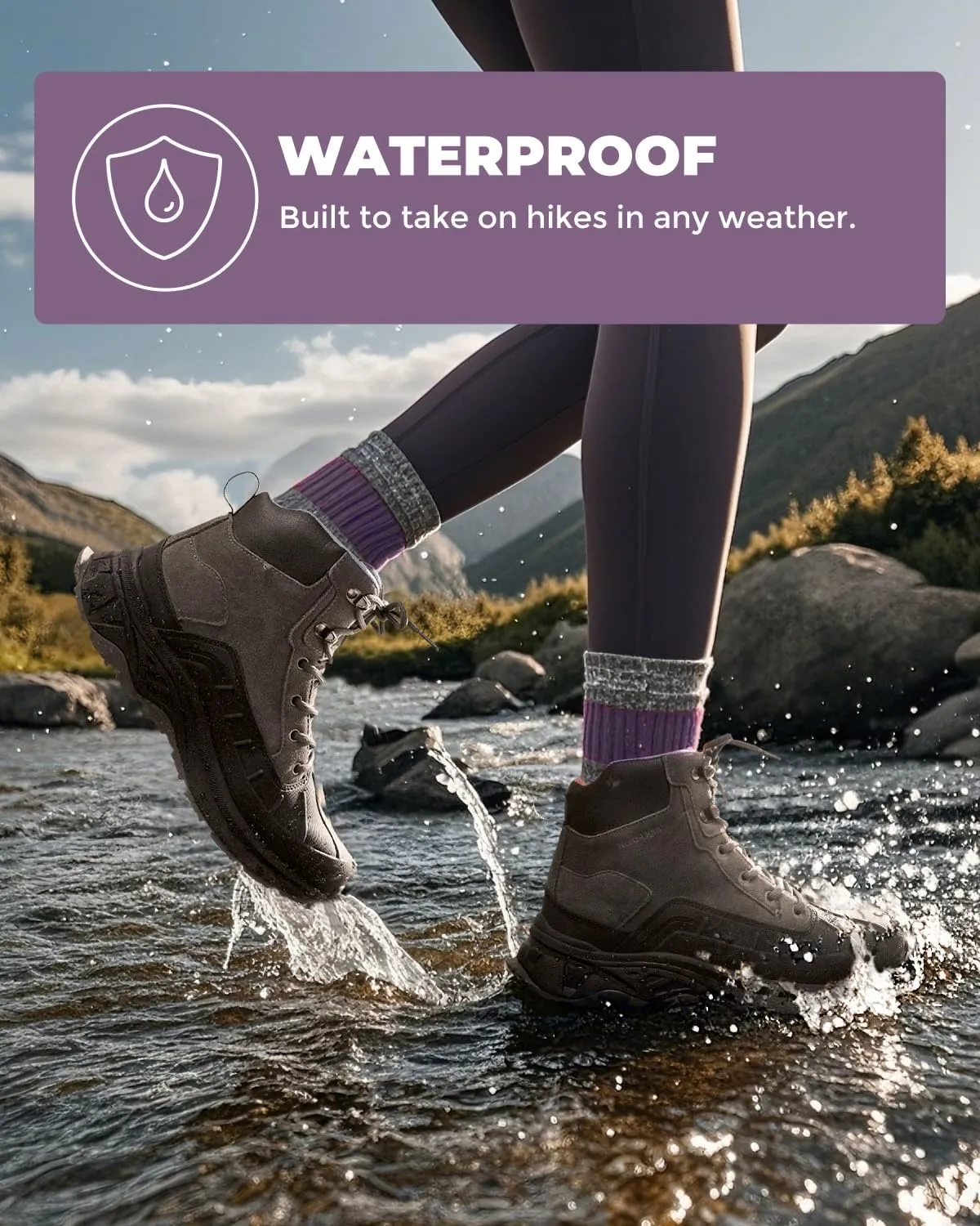 NORTIV 8 Women's Waterproof Hiking Boots Outdoor Trekking Camping Trail Hiking Boots