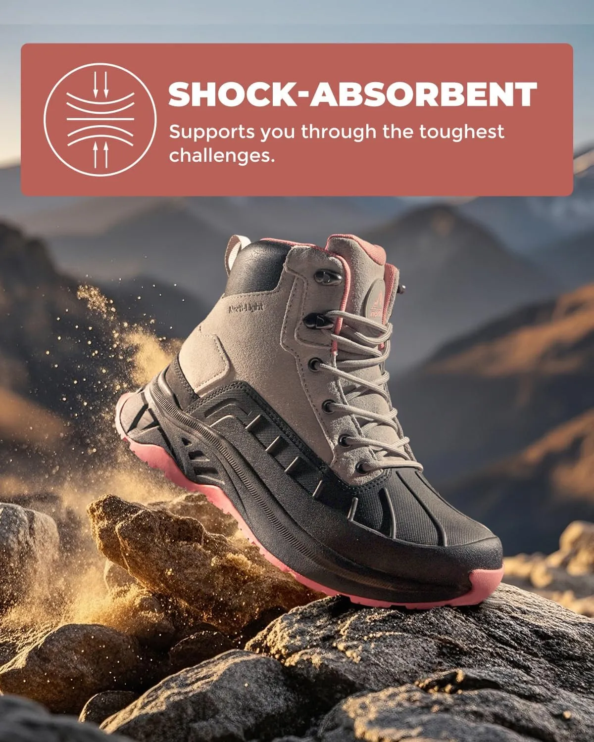 NORTIV 8 Women's Waterproof Hiking Boots Outdoor Trekking Camping Trail Hiking Boots