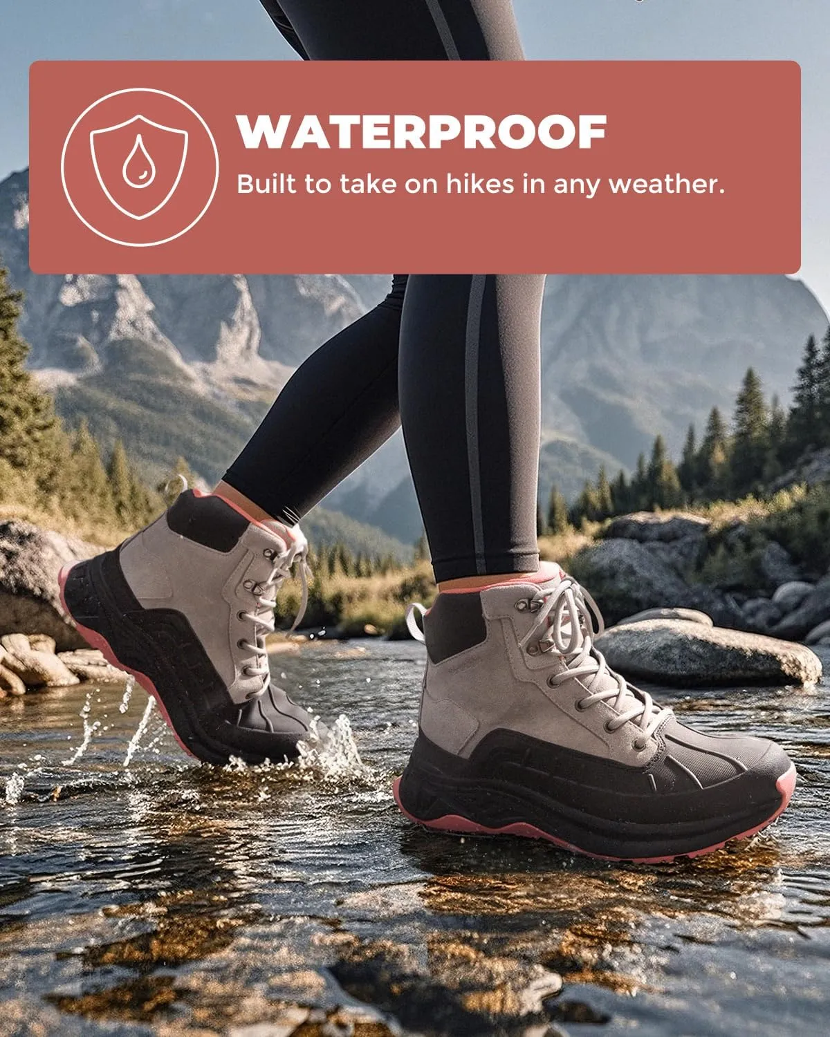 NORTIV 8 Women's Waterproof Hiking Boots Outdoor Trekking Camping Trail Hiking Boots