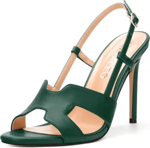 NUMALEO High Heel Sandals for Women Open Toe Slingback Stiletto Heels Sexy Strappy 4 inch Heeled Sandals Dress Shoes For Party Wedding