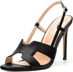 NUMALEO High Heel Sandals for Women Open Toe Slingback Stiletto Heels Sexy Strappy 4 inch Heeled Sandals Dress Shoes For Party Wedding