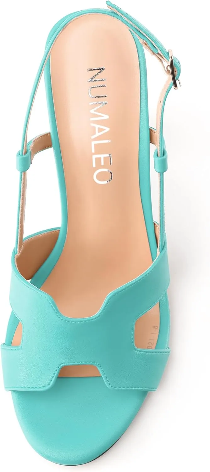 NUMALEO High Heel Sandals for Women Open Toe Slingback Stiletto Heels Sexy Strappy 4 inch Heeled Sandals Dress Shoes For Party Wedding