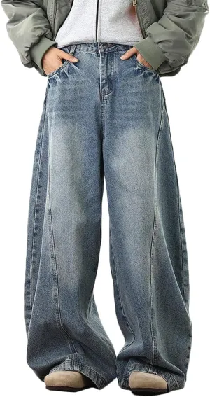 Nutriangee Men's Baggy Wide Leg Barrel Jeans Loose Fit Trendy Cutlass Streetwear Y2k Hip Hop Denim Pants