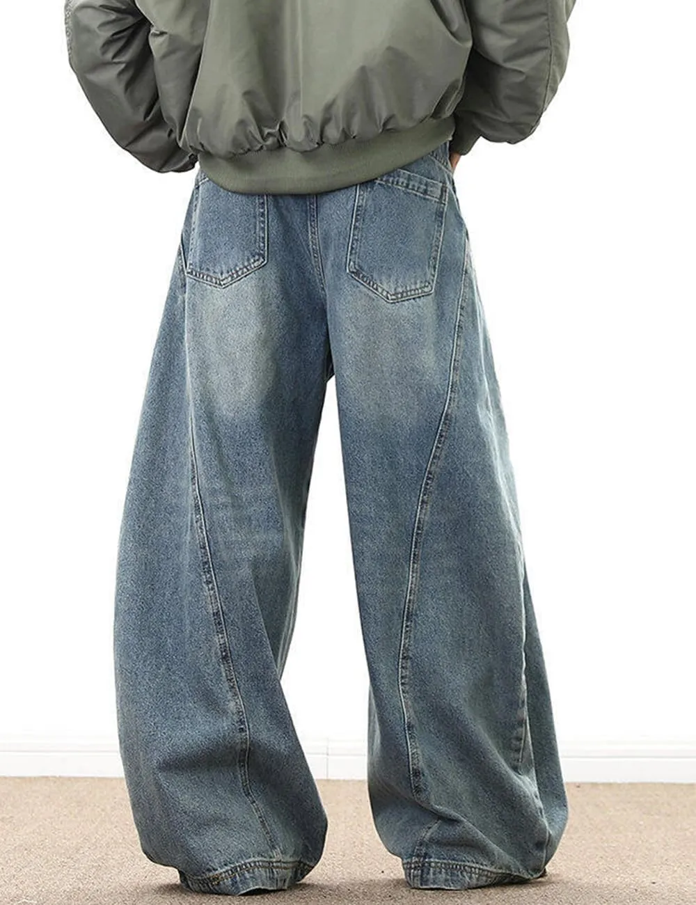 Nutriangee Men's Baggy Wide Leg Barrel Jeans Loose Fit Trendy Cutlass Streetwear Y2k Hip Hop Denim Pants