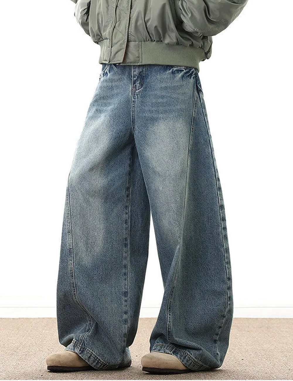 Nutriangee Men's Baggy Wide Leg Barrel Jeans Loose Fit Trendy Cutlass Streetwear Y2k Hip Hop Denim Pants