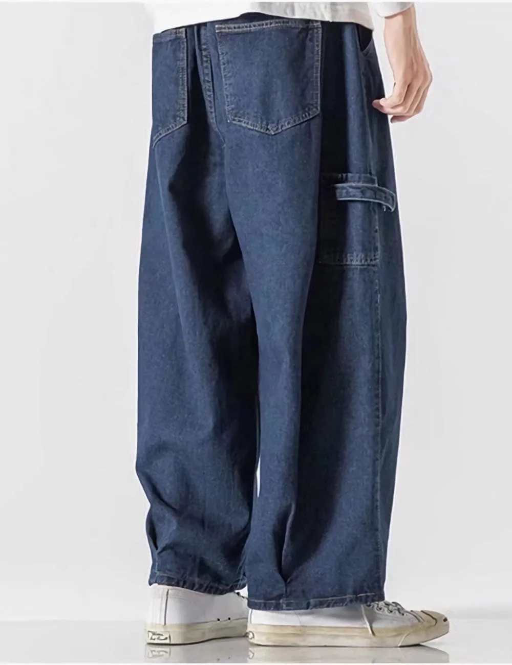 Nutriangee Men's Wide Leg Hip Hop Jeans Casual Streetwear Loose Fit Baggy Oversized Denim Pants