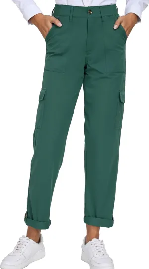 Oalka Women's Hiking Cropped Capri Pants Relaxed Fit Stretchy Knit Waist Casual Outdoor Travel Pant