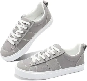 Obtaom Women's Canvas Sneakers Cute Lace up Fashion Sneaker Comfortable Skate Shoe for Lady Casual Tennis Flats