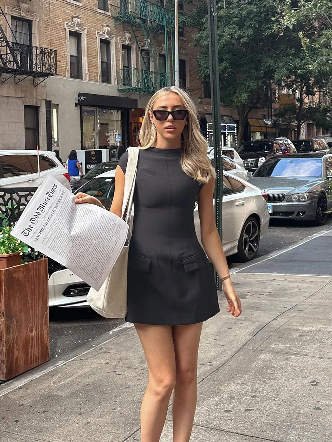 OFEEFAN Womens Summer Dress Mock Neck Short Sleeve Bodycon Party Club Mini Dresses