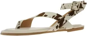 oiangi Womens Leopard Print Strap Sandals Flat Fashion Ankle Strap Buckle Toe Ring Open Toe Casual Shoes Summer Comfortable Casual Beach Shoes