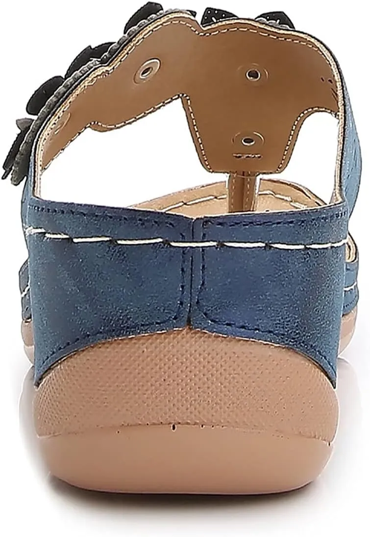 oiangi Women's Wedge Flip Flops Comfortable Casual Flower Thong Sandals Platform Outdoor Summer Beach Slippers