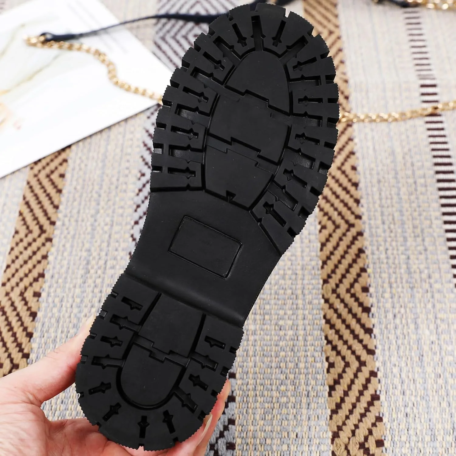 OKJ Black Loafers for Women Chunky Women's Loafers & Slip-ons Penny Comfort Shoes Metal Chain Dressy Office Work Slip on Platform Loafers for Womens Ladies Shoes