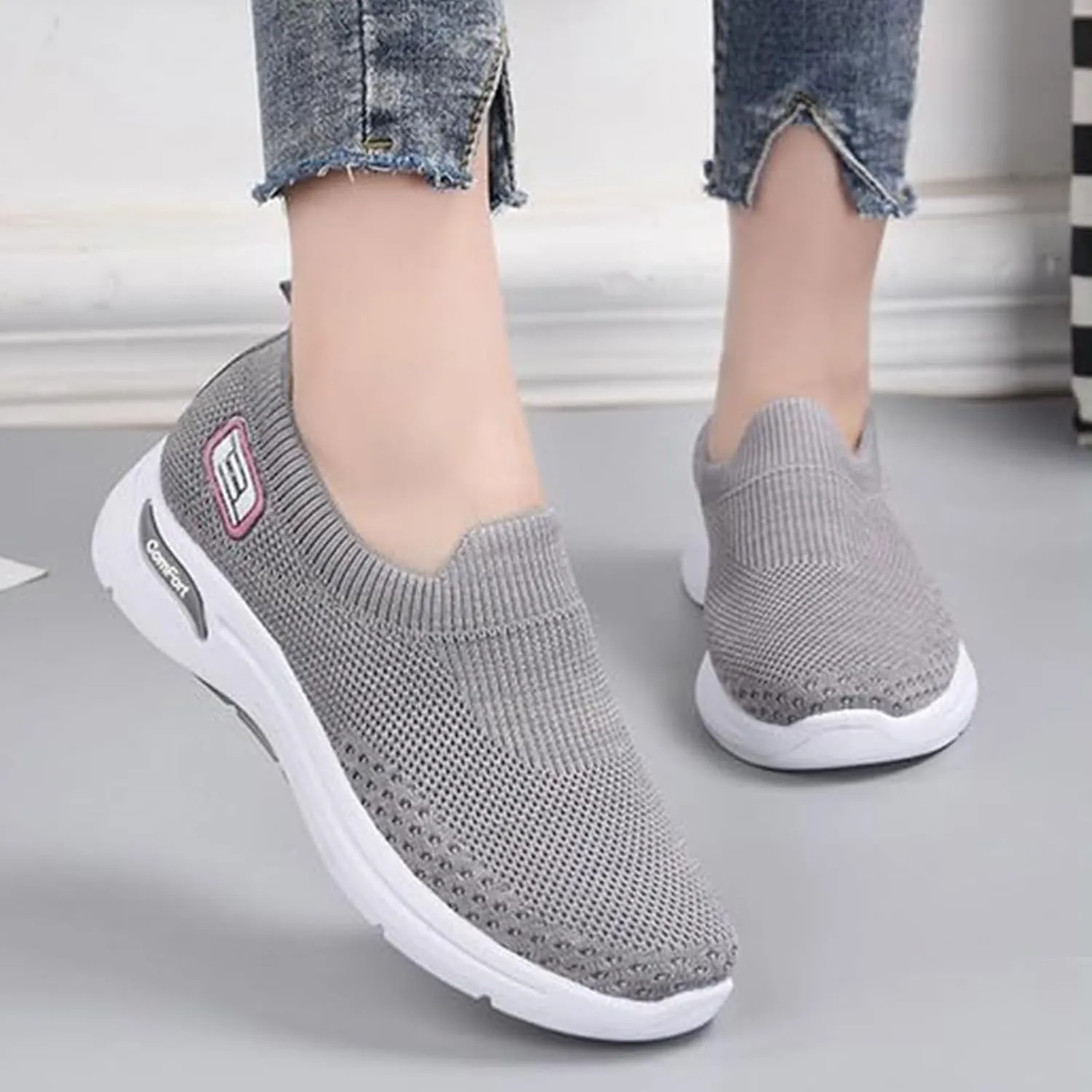 Orthopedic Arch Fit Sneakers for Women Slip-Ins Comfortable Slip On Walking Shoes for Women Mesh Casual Max Cushioning Sneakers Comfort Wear Orthowear Shoes