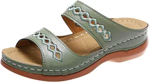 Orthopedic Sandals for Women 2025 Casual Vintage Flats Embroidered Slippers Slip on Sandals Summer Arch Support Slippers Walking Shoes