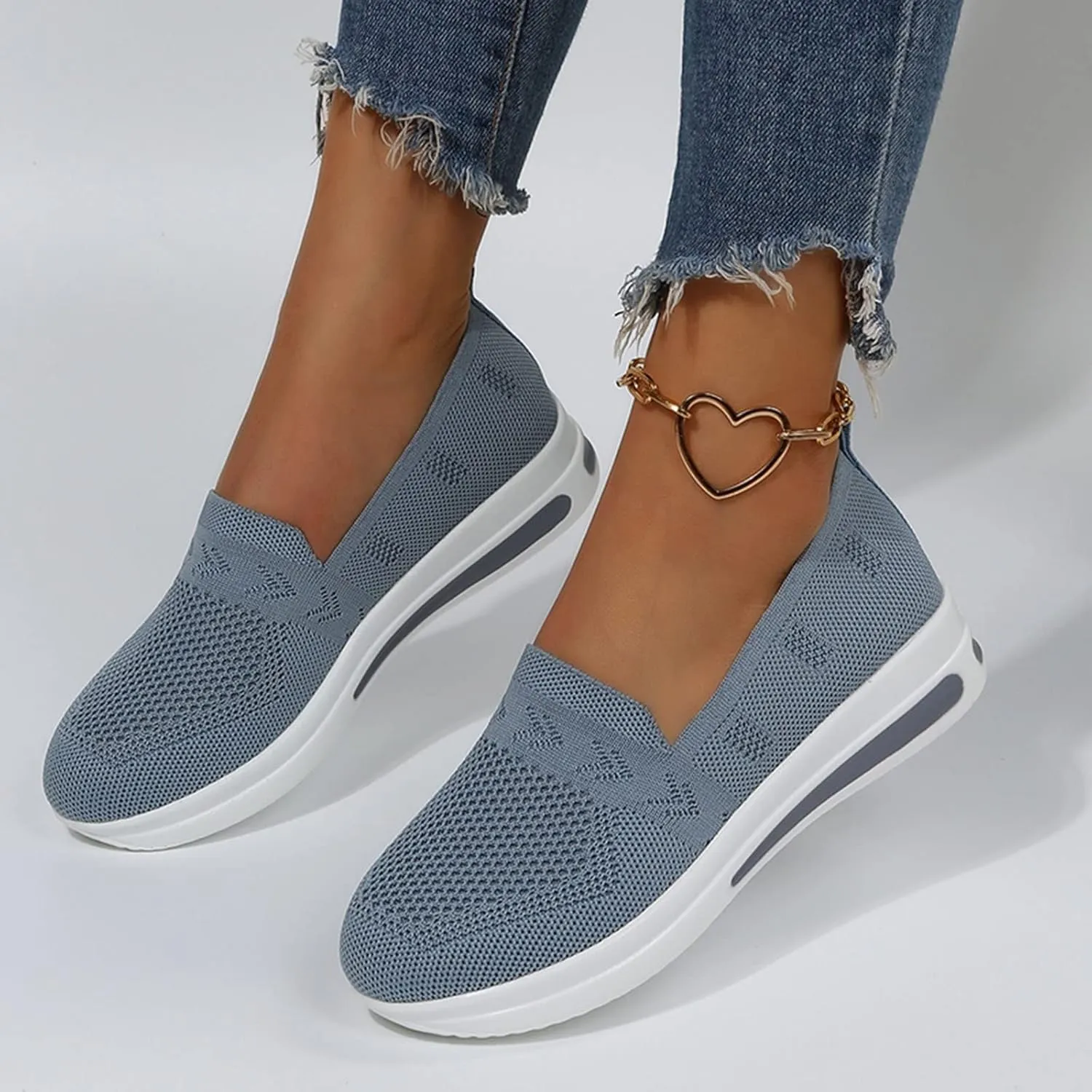 Orthopedic Shoes for Women Slip on Sneakers Woven Arch Support Breathable Walking Shoes Comfort Non Slip Work Sneakers