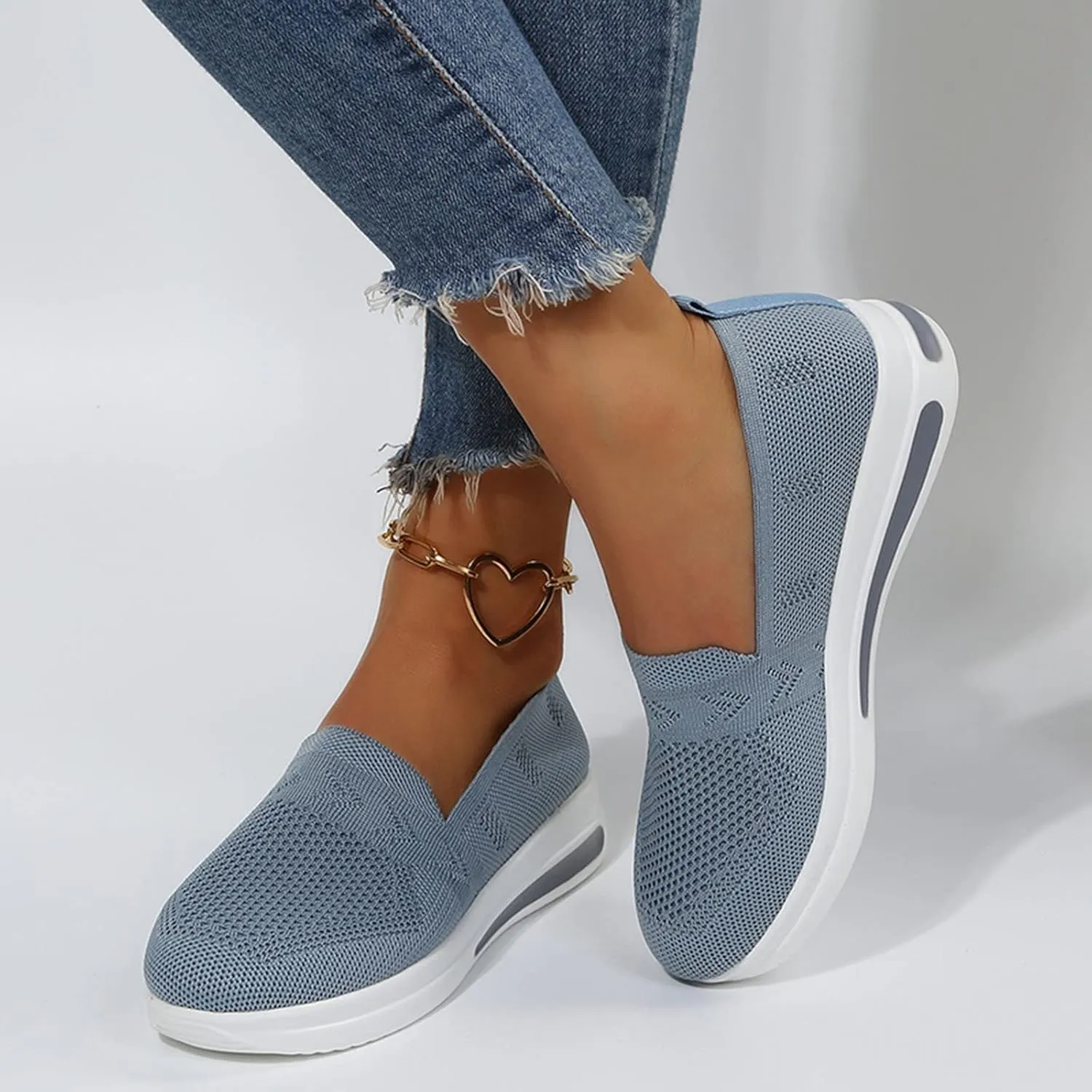 Orthopedic Shoes for Women Slip on Sneakers Woven Arch Support Breathable Walking Shoes Comfort Non Slip Work Sneakers