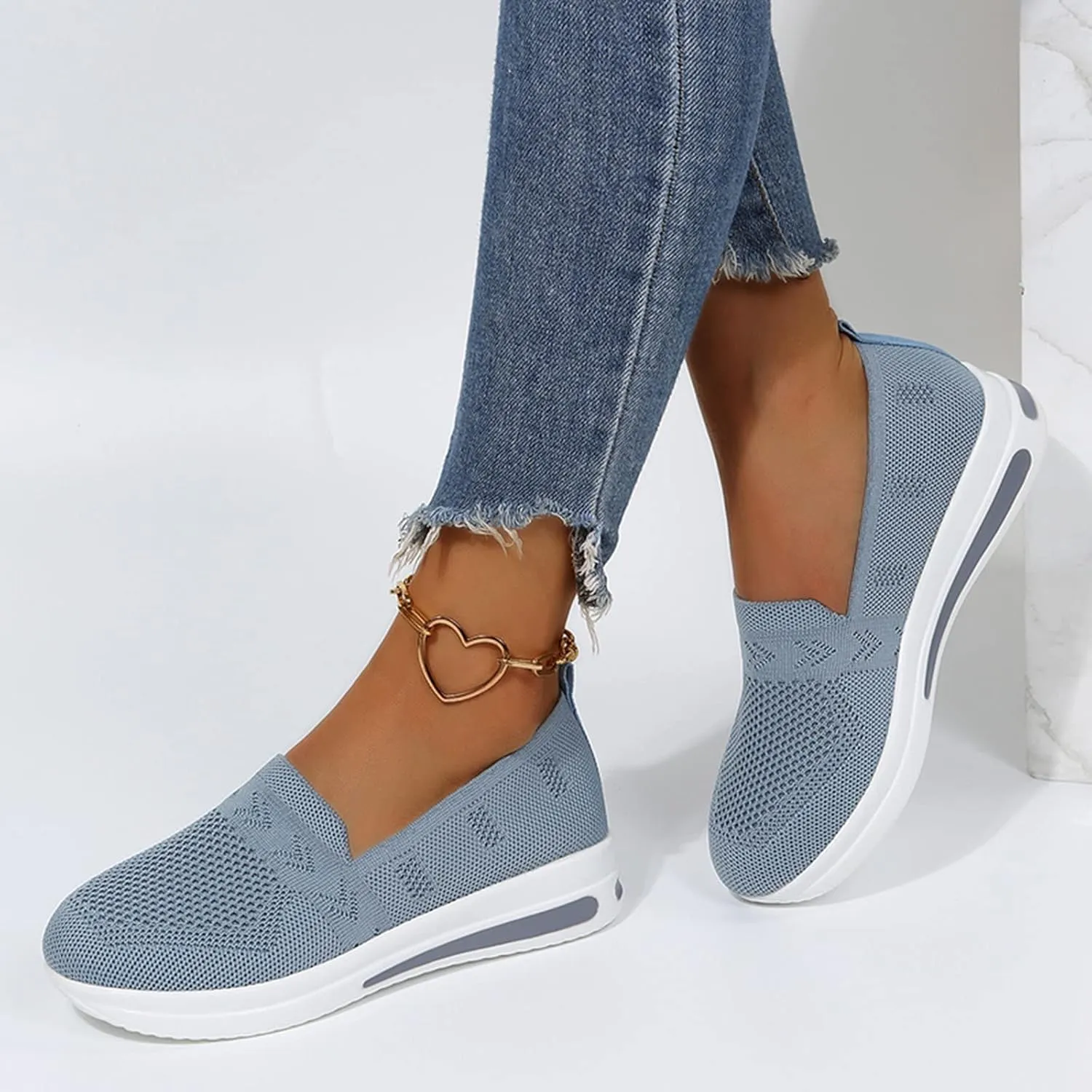 Orthopedic Shoes for Women Slip on Sneakers Woven Arch Support Breathable Walking Shoes Comfort Non Slip Work Sneakers