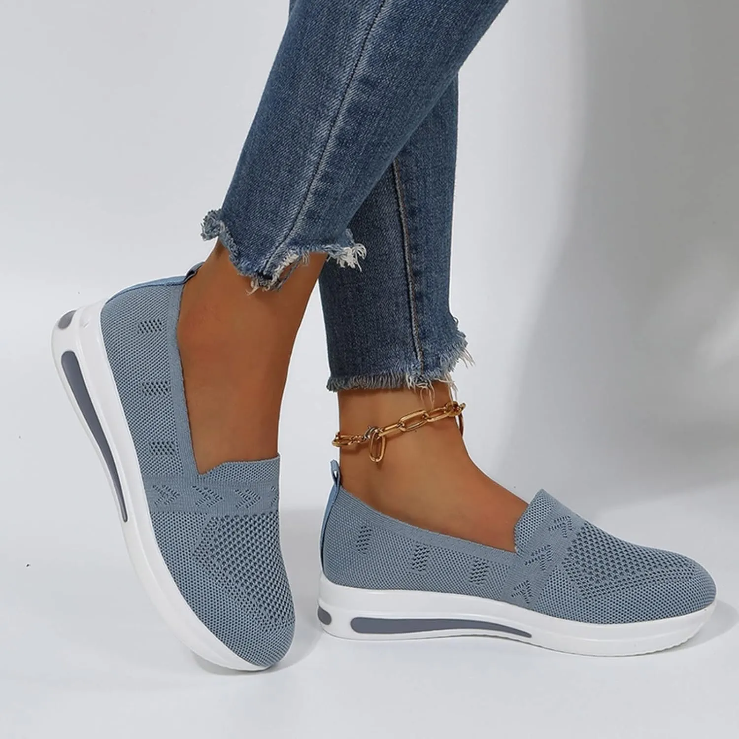 Orthopedic Shoes for Women Slip on Sneakers Woven Arch Support Breathable Walking Shoes Comfort Non Slip Work Sneakers