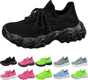Orthopedic Sneakers for Women Breathable Mesh Nurse Babe Shoes Lightweight Low-Cut Knitted Socks Shoe Summer Non Slip Lace-Up Work Jogging Sneaker with Arch Support Soft Comfy Cushion