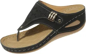 Orthopedic Wedge Flip Flops Women Summer Dressy Flat Open Toe Platform Sandals with Arch Support Silppers Comfortable Slip on Sandals Beach Sandals Dress Shoes Vacation Slippers