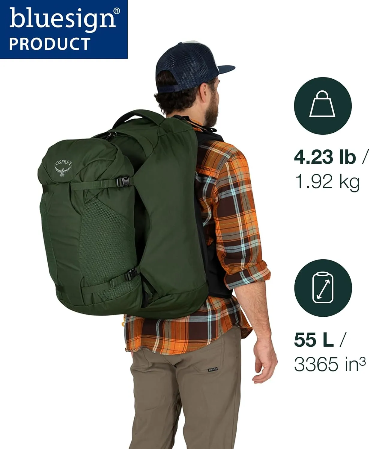 Osprey Farpoint 55L Men's Travel Backpack, Black