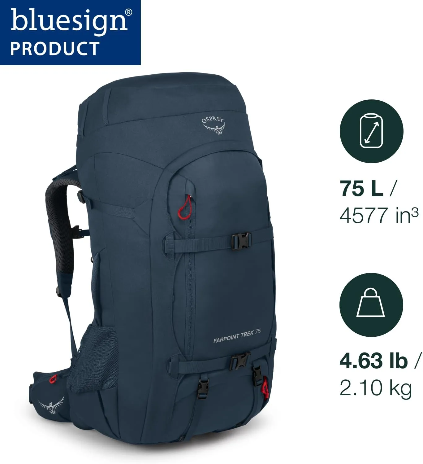 Osprey Farpoint Trek 75L Men's Travel Backpack, Black