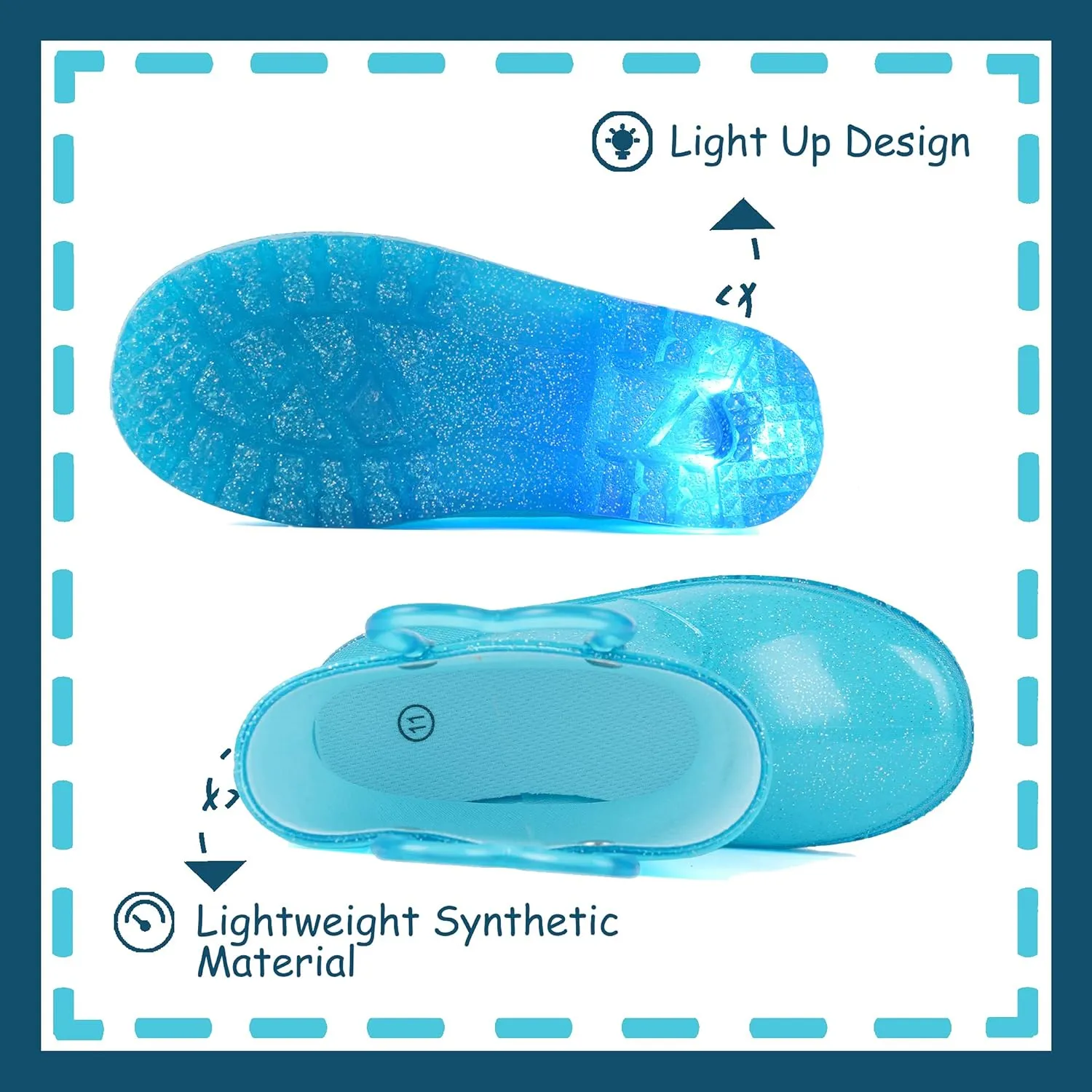 Outee Toddler Kids Adorable Lightwight Waterproof Rain Boots Light Up by Steps