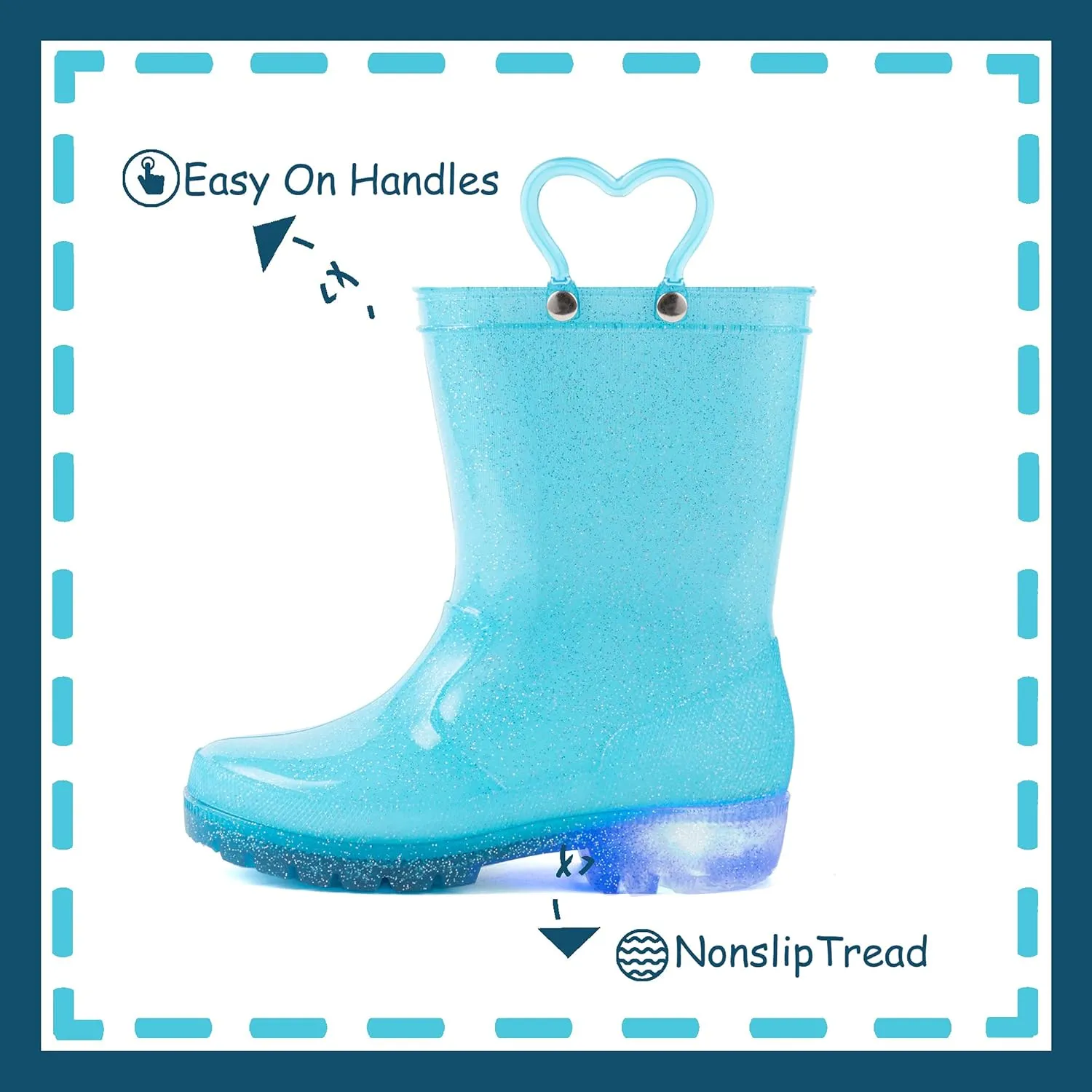 Outee Toddler Kids Adorable Lightwight Waterproof Rain Boots Light Up by Steps