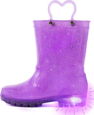 Outee Toddler Kids Adorable Lightwight Waterproof Rain Boots Light Up by Steps