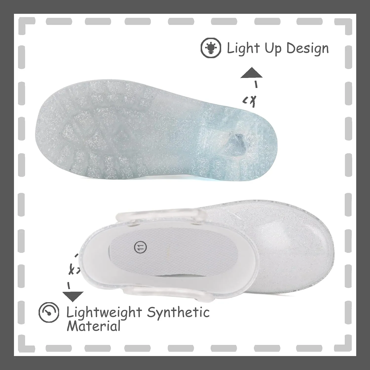 Outee Toddler Kids Adorable Lightwight Waterproof Rain Boots Light Up by Steps