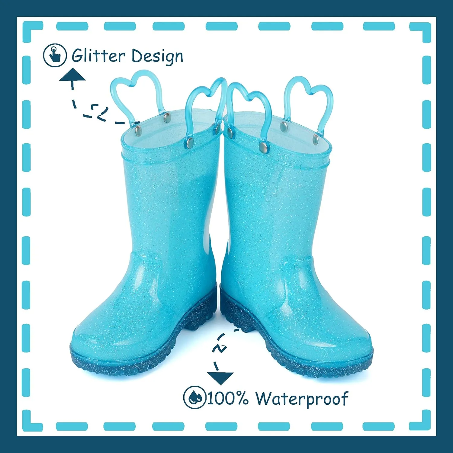 Outee Toddler Kids Adorable Lightwight Waterproof Rain Boots Light Up by Steps
