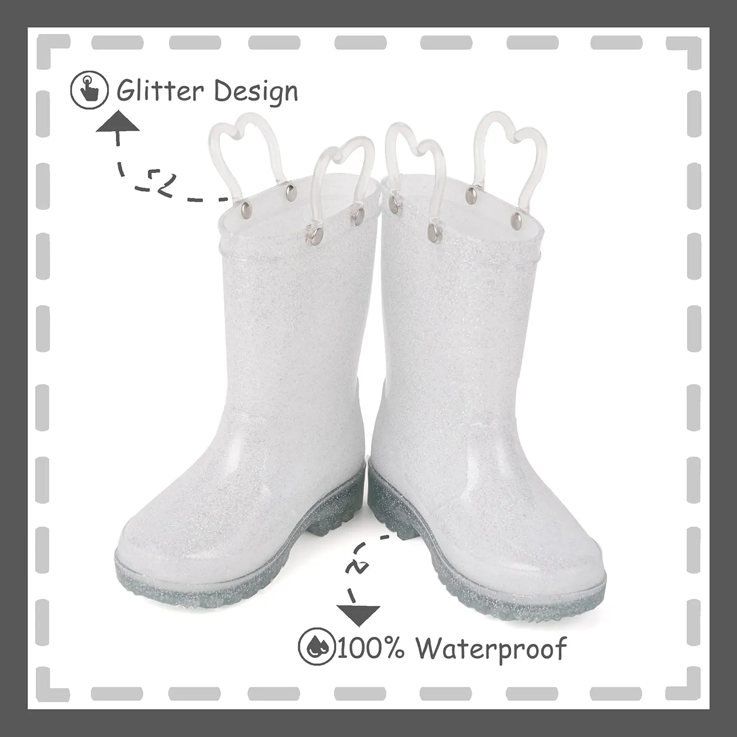Outee Toddler Kids Adorable Lightwight Waterproof Rain Boots Light Up by Steps