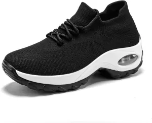 pearlzone Women's Running Shoes Breathable Air Cushion Sneakers Elastic Tennis Sneakers,Comfortable Shape Shoes for Jogging Work Running
